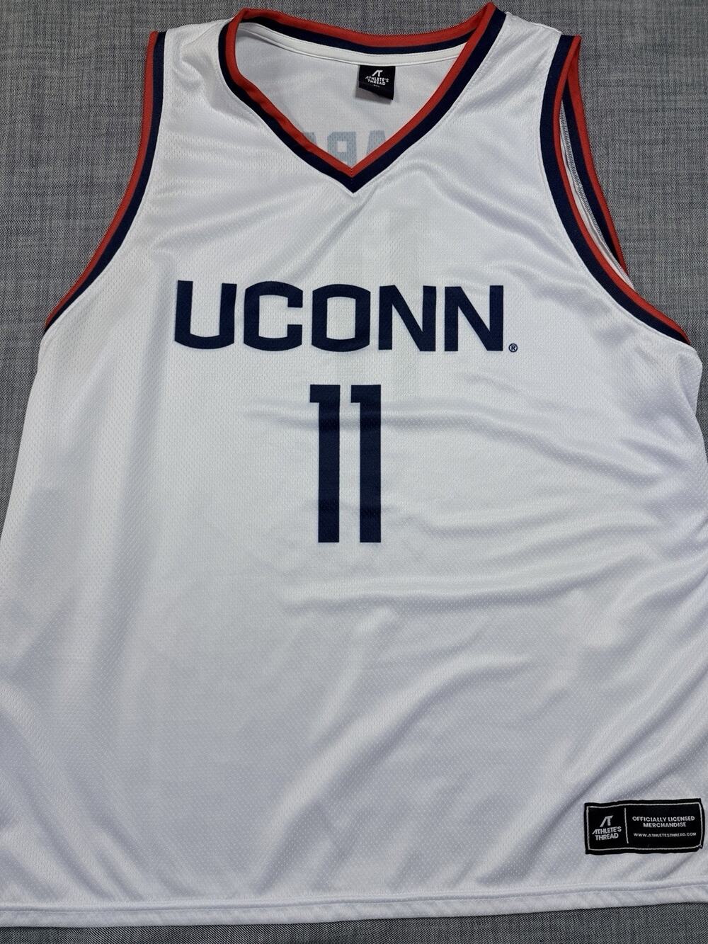 UConn Huskies Alex Karaban 11 Athlete's Thread Basketball Jersey White 2XL